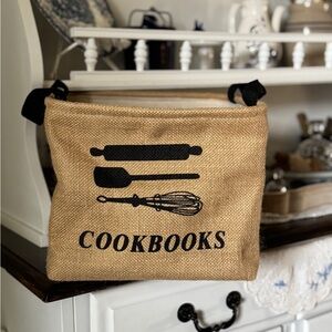 Burlap Cookbook Holder with Black Accents